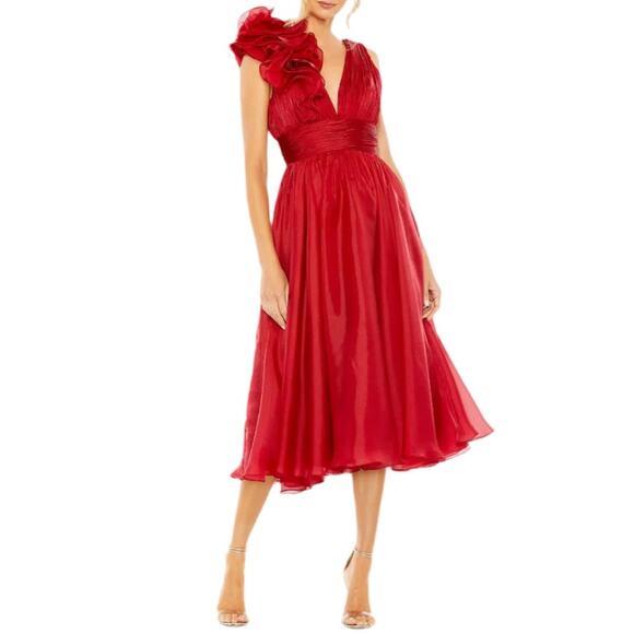 Mac Duggal Dresses & Skirts - Mac Duggal Red Sleeveless Chiffon A-Line Tea Length Cocktail Dress 49494 Sz 10
